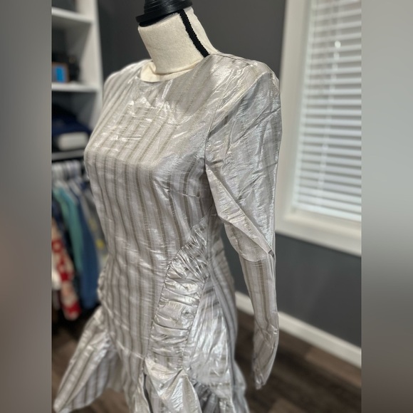 NWT REVOLVE ATOIR Walk Me Home Cocktail Mini Dress Metallic Silver US XS/6 - Picture 2 of 7